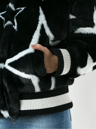 Jacheta Dolce & Gabbana " Star Print Faux Fur Jacket "