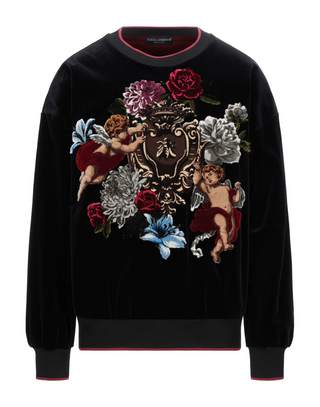 Bluza Dolce & Gabbana " Black Cupid Floral Pattern Velvet "